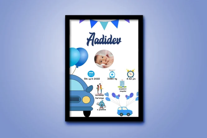small baby birthday frame with information